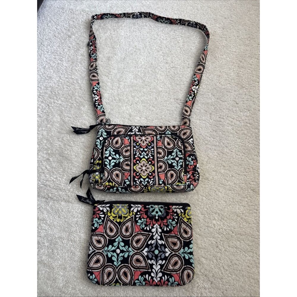 Vera Bradley Crossbody Bag Quilted Boho Paisley Patchwork W/ Make-up Bag